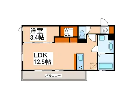 ソシア サンエイト(1LDK/3階)の間取り写真