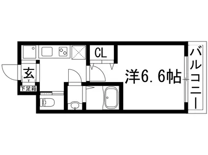 AILE石橋3(1K/1階)の間取り写真