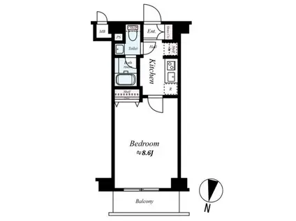 リアレスト池袋(1K/2階)の間取り写真