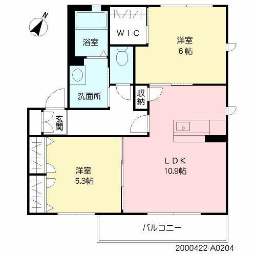 グランシャリオ(2LDK/2階)の間取り写真