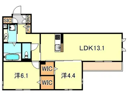 LUCE(2LDK/1階)の間取り写真