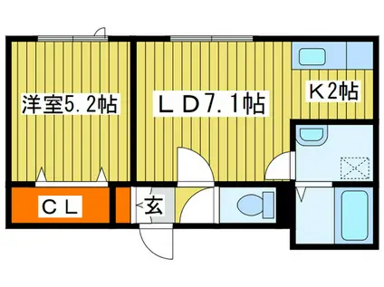 CRANE(1LDK/1階)の間取り写真