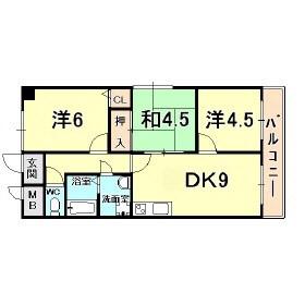 ドエル仁川(3LDK/2階)の間取り写真