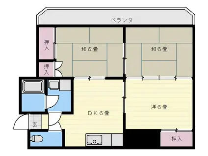 サンスカイ玉里(3DK/3階)の間取り写真