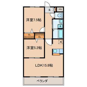 クリスタルステージ(2LDK/2階)の間取り写真
