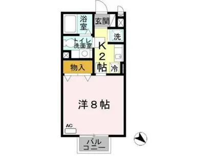 ヴェルドミールII(1K/1階)の間取り写真