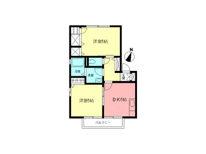 クレール(2DK/2階)の間取り写真