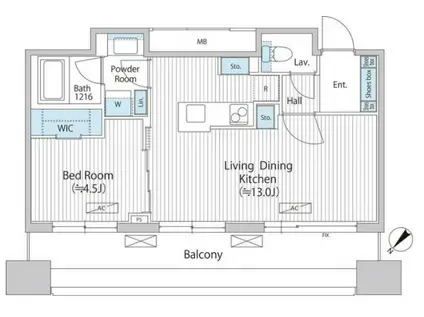 バウスフラッツ日本橋浜町(1LDK/10階)の間取り写真