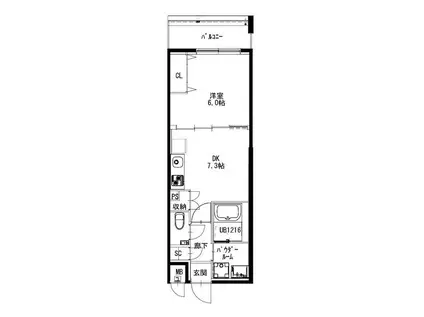 市ヶ谷仲之町ヒルズ クレストノース棟(1DK/5階)の間取り写真
