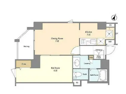 レガシア千代田三崎町(1LDK/11階)の間取り写真