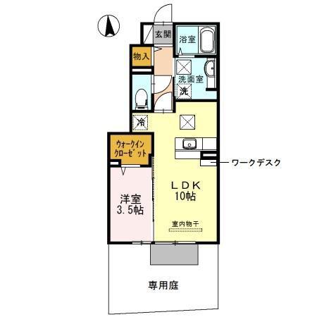 D-ROOM三葛(1LDK/1階)の間取り写真