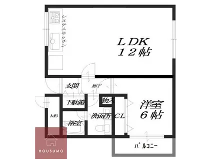 ウィンディパークサイド(1LDK/2階)の間取り写真