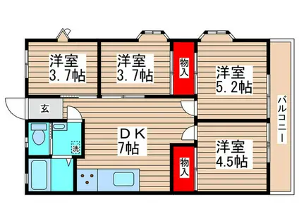 妙典大栄豪ハイツ(4DK/3階)の間取り写真