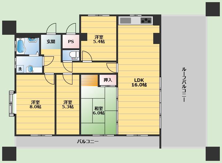 ツインワダ(3SLDK/4階)の間取り写真