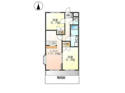 グリーンハイム松橋II(2LDK/1階)の間取り写真