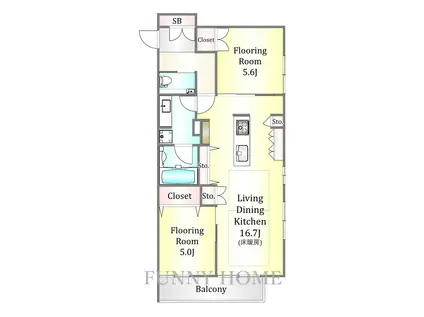 碑文谷5丁目メゾン(2LDK/2階)の間取り写真