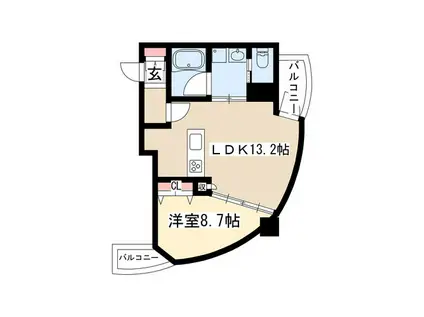 ドゥーエ上前津(1LDK/10階)の間取り写真
