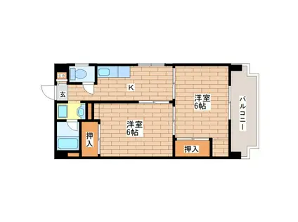 ハイツBON(2K/2階)の間取り写真