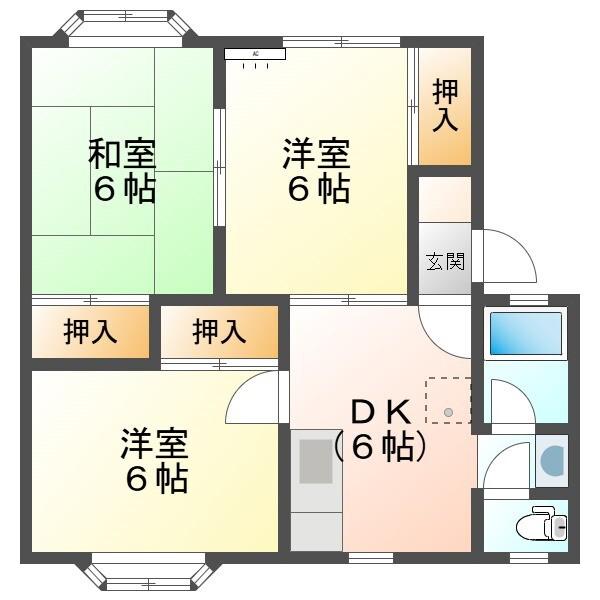 プラム一関B(3DK/2階)の間取り写真