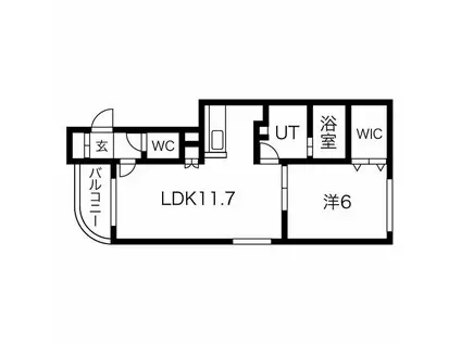 月寒東REST HILLS(1LDK/1階)の間取り写真