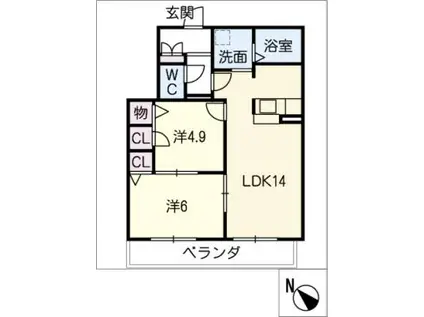 クレセール・ソフィア(2LDK/2階)の間取り写真