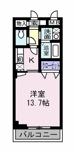 シェーンタール須磨(1K/2階)の間取り写真