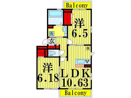 ルーチェ ソラーレ(2LDK/3階)の間取り写真