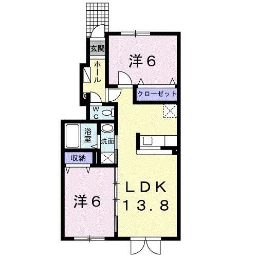 ノース・ホープ(2LDK/1階)の間取り写真