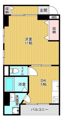 コーポ寿(1DK/4階)の間取り写真