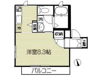 ベレオアライレ(1K/2階)の間取り写真