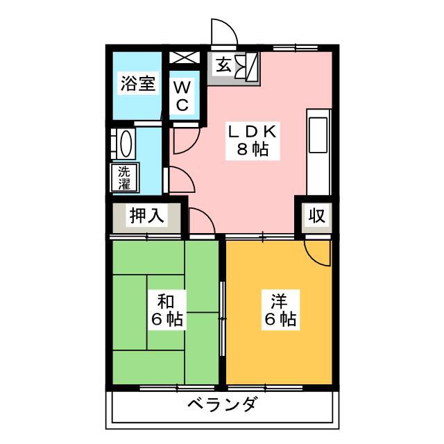 エクセラハイツ(2LDK/1階)の間取り写真