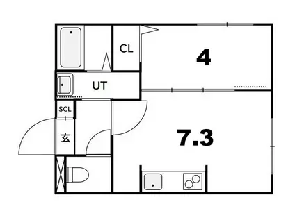ラフィーネ平岸III(1DK/1階)の間取り写真