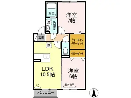 シャインポート屋島G・H棟H棟(2LDK/2階)の間取り写真