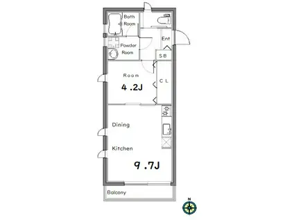 エスポワール(1DK/2階)の間取り写真