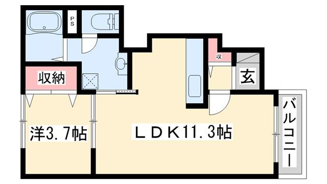 ヴィラ・スタシオン(1LDK/1階)の間取り写真