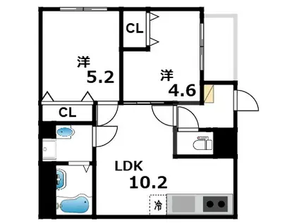 DPORTOALOGGIO(2LDK/3階)の間取り写真