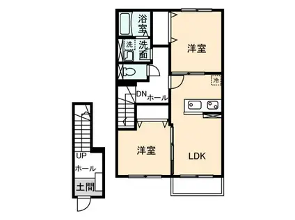 ホワイトヒル(2LDK/2階)の間取り写真