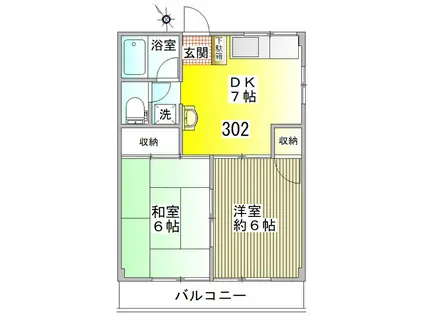 サンハイツ(2DK/3階)の間取り写真