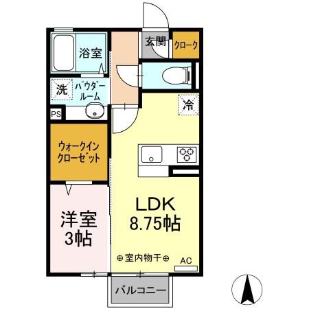 LUNA ROSSA(1LDK/1階)の間取り写真