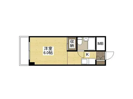 JR山陽本線 東福山駅 徒歩4分 8階建 築34年(1K/5階)の間取り写真