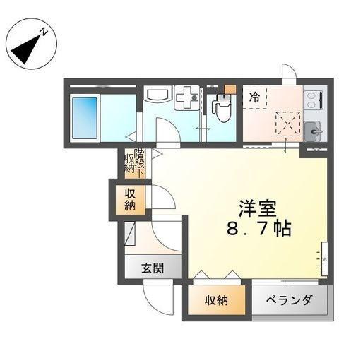 ネオスカイD(1K/1階)の間取り写真
