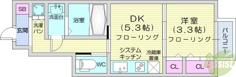 CASA LUCEⅠ(1DK/1階)の間取り写真