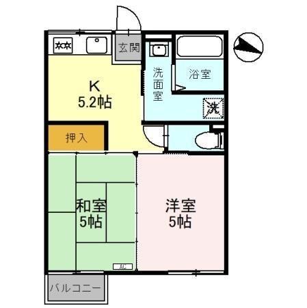コーポ大町(2K/1階)の間取り写真