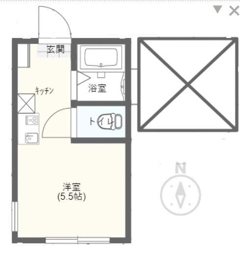 ヒルズ篠原東3丁目(ワンルーム/2階)の間取り写真