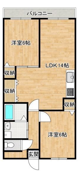 レオハイム津田II(2LDK/3階)の間取り写真