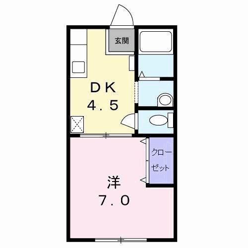 シャトーフジ(1DK/1階)の間取り写真