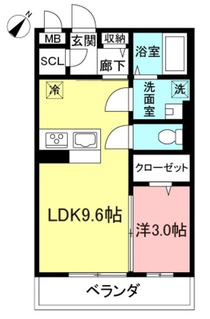 D-ROOMオリエンタルヴィラ横浜片倉A棟(1LDK/1階)の間取り写真