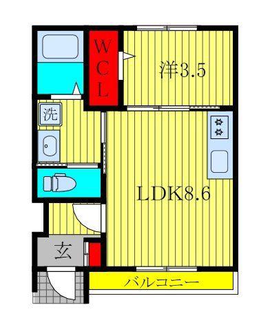 AZURE(1LDK/1階)の間取り写真