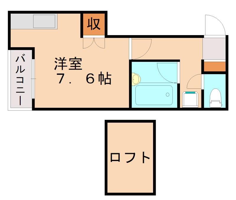 クレッシェンド西南(ワンルーム/2階)の間取り写真