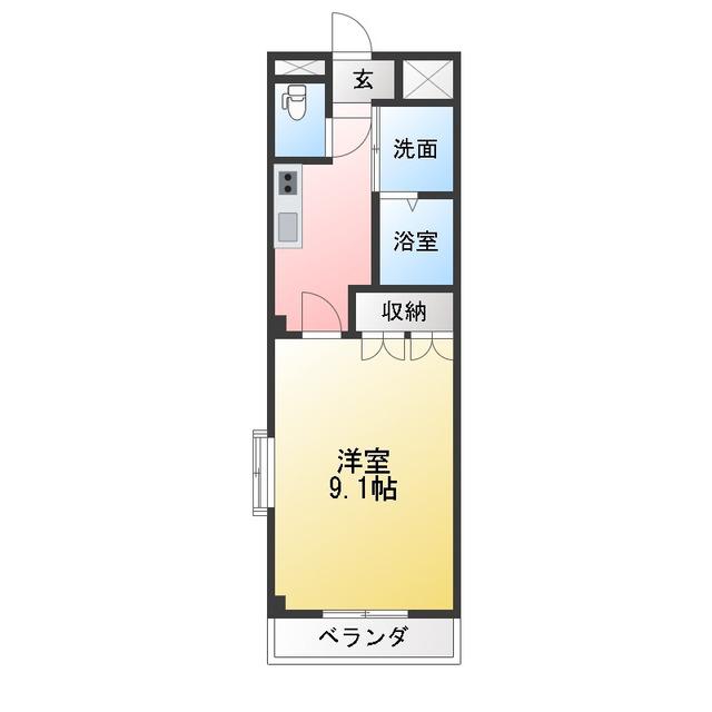 M・メゾン(1K/1階)の間取り写真